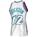 U.Jazz #12 John Stockton Mitchell & Ness 1996-97 Hardwood Classics 75th Anniversary Swingman Jersey Platinum Stitched American Basketball Jersey