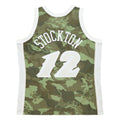 U.Jazz #12 John Stockton Mitchell & Ness Unisex Hardwood Classics 1998-99 Ghost Green Swingman Jersey Camo Stitched American Basketball Jersey