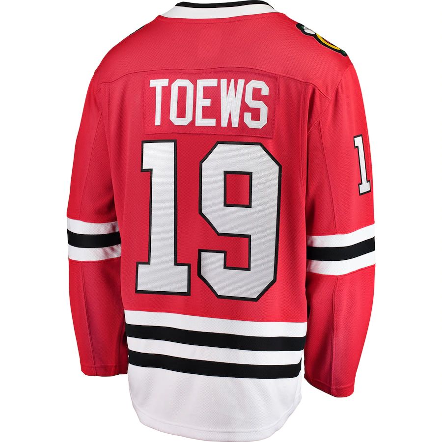 C.Blackhawks #19 Jonathan Toews Supporters Branded Breakaway Player Jersey Red Stitched American Hockey Jerseys