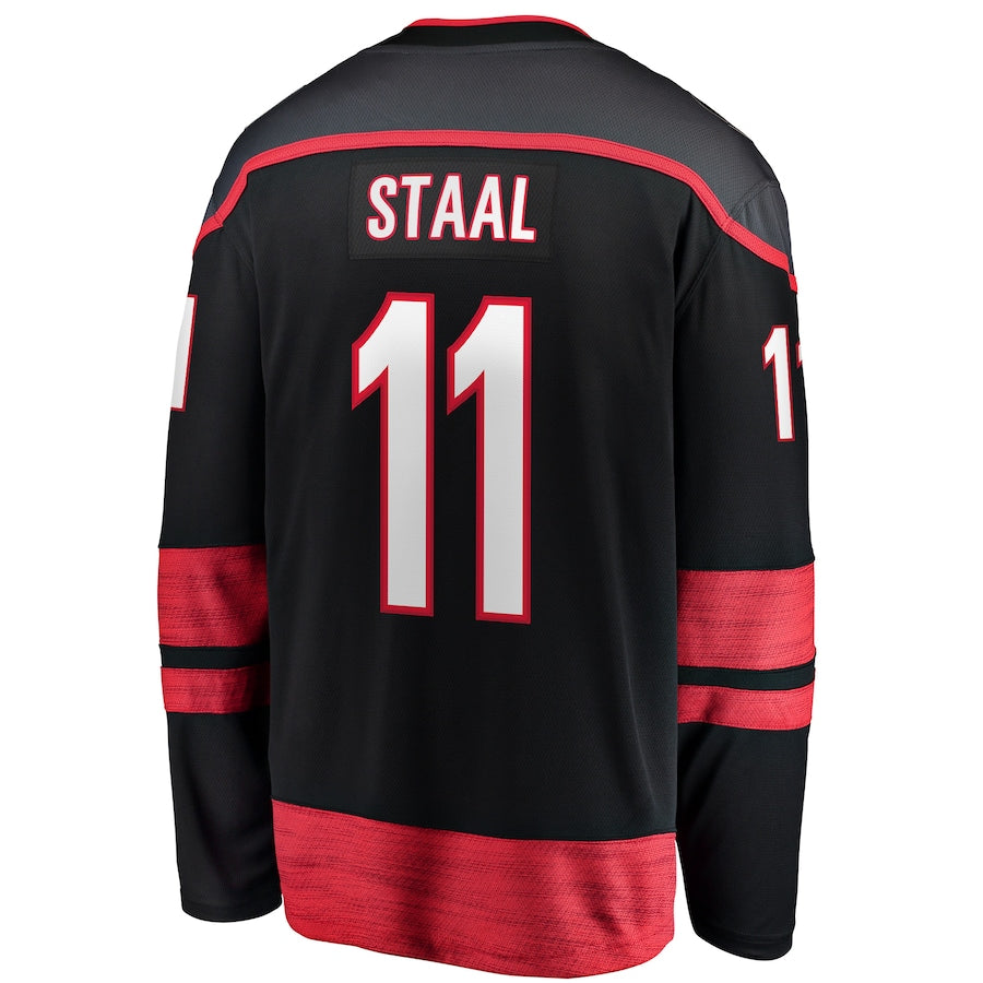 C.Hurricanes #11 Jordan Staal Supporters Branded Home Captain Patch Breakaway Player Jersey Black Stitched American Hockey Jerseys
