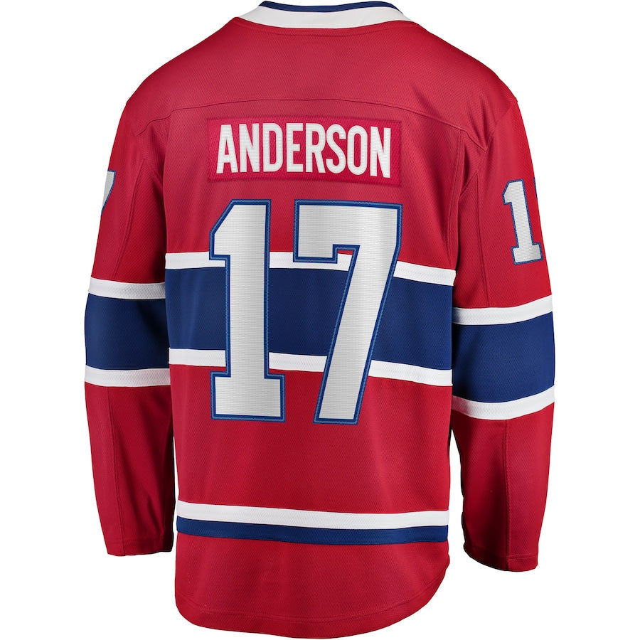 M.Canadiens #17 Josh Anderson Supporters Branded Breakaway Player Jersey Red Stitched American Hockey Jerseys