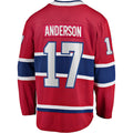 M.Canadiens #17 Josh Anderson Supporters Branded Breakaway Player Jersey Red Stitched American Hockey Jerseys