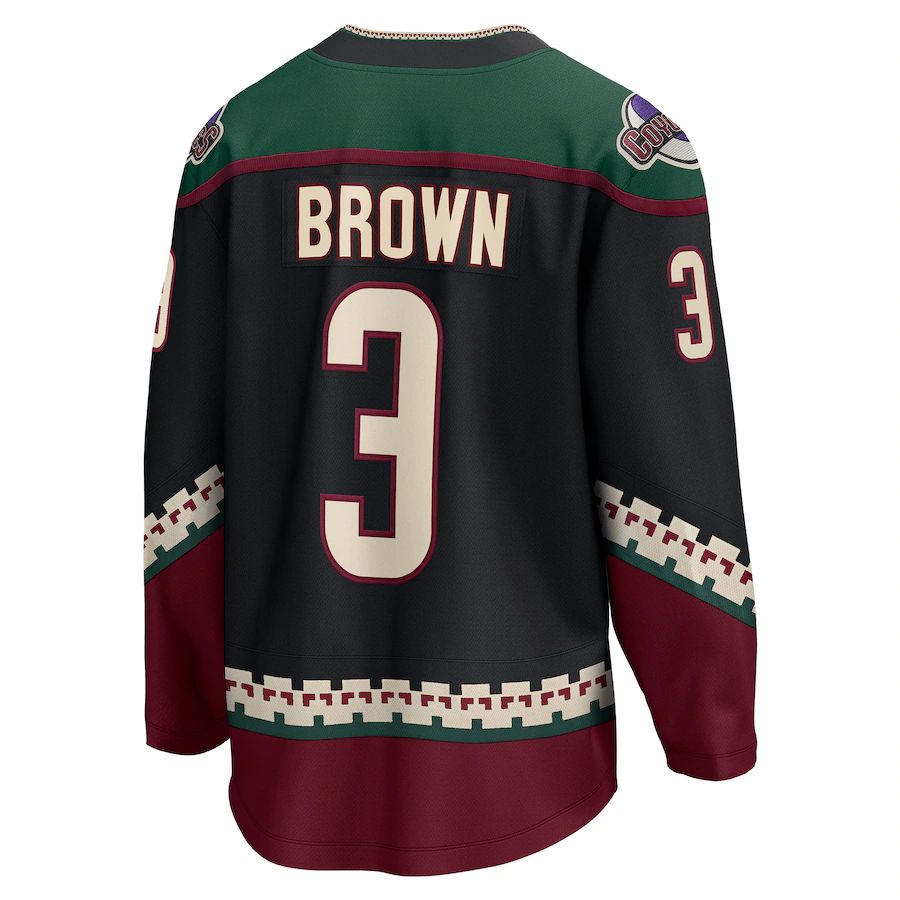 A.Coyotes #3 Josh Brown Supporters Branded Home Breakaway Player Jersey Black Stitched American Hockey Jerseys