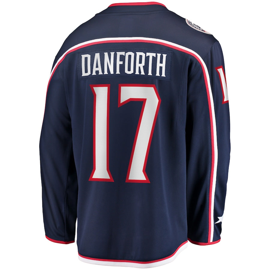 C.Blue Jackets #17 Justin Danforth Supporters Branded Home Breakaway Player Jersey Navy Stitched American Hockey Jerseys