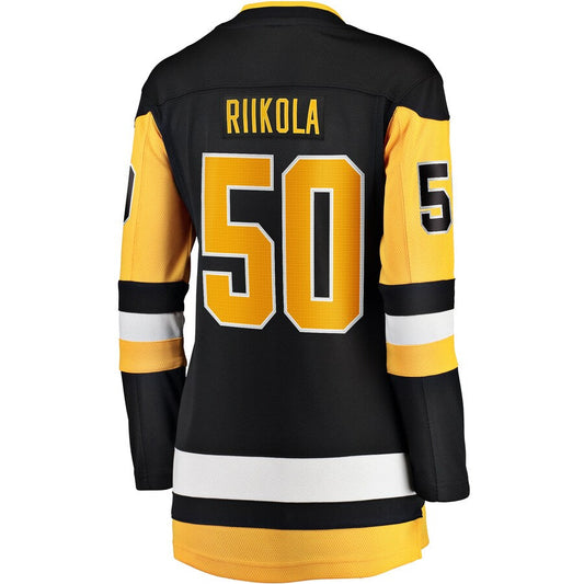 P.Penguins #50 Juuso Riikola Fanatics Branded Women's Home Breakaway Player Jersey Black Stitched American Hockey Jerseys