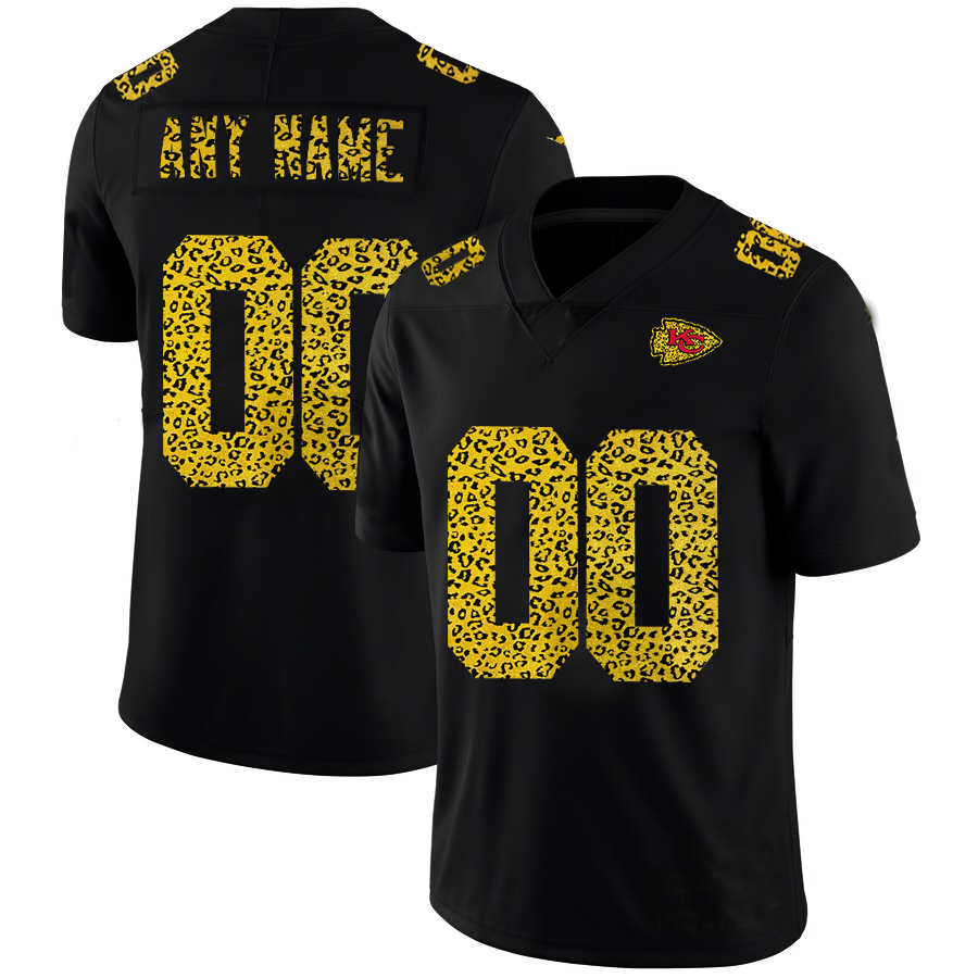 Custom KC.Chiefs Leopard Print Fashion Vapor Limited Jersey Black Stitched American Football Jerseys