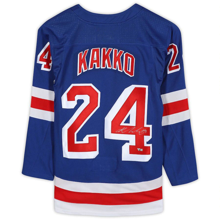 NY.Rangers #24 Kaapo Kakko Supporters Authentic Autographed Jersey Blue Stitched American Hockey Jerseys
