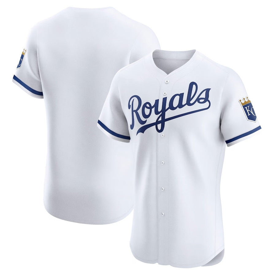 Kansas City Royals Home Elite Jersey - White Stitched Baseball Jersey
