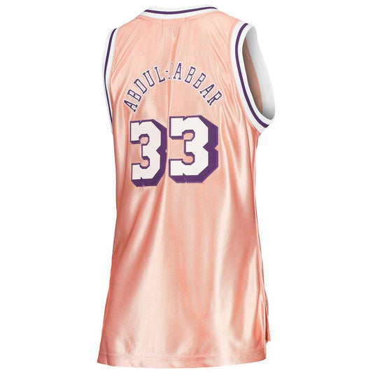 LA.Lakers #33 Kareem Abdul-Jabbar Mitchell & Ness Women's 75th Anniversary Rose Gold 1983 Swingman Jersey Pink Stitched American Basketball Jersey