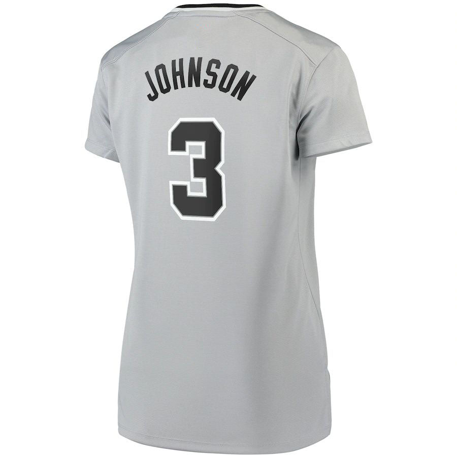 S.Antonio Spurs #3 Keldon Johnson Fanatics Branded Women's Fast Break Replica Jersey Silver Statement Edition Stitched American Basketball Jersey