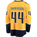 N.Predators #44 Kiefer Sherwood Fanatics Branded Home Breakaway Player Jersey  Gold Stitched American Hockey Jerseys