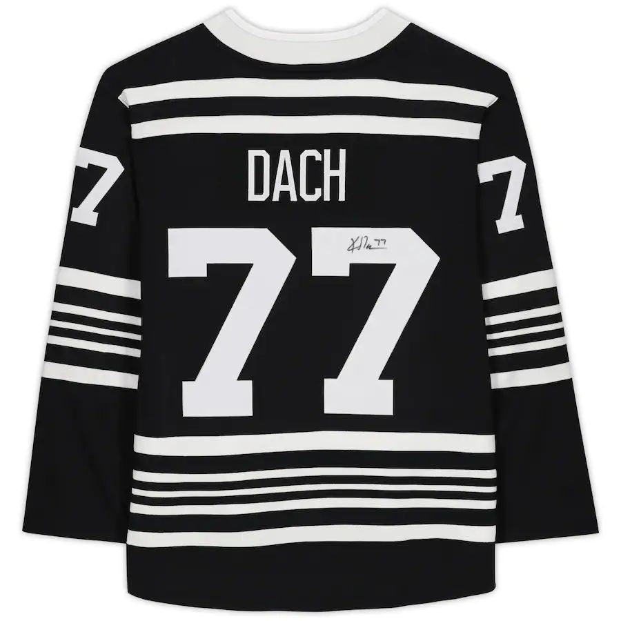 C.Blackhawks #77 Kirby Dach Supporters Authentic Autographed Supporters Alternate Breakaway Jersey Black Stitched American Hockey Jerseys