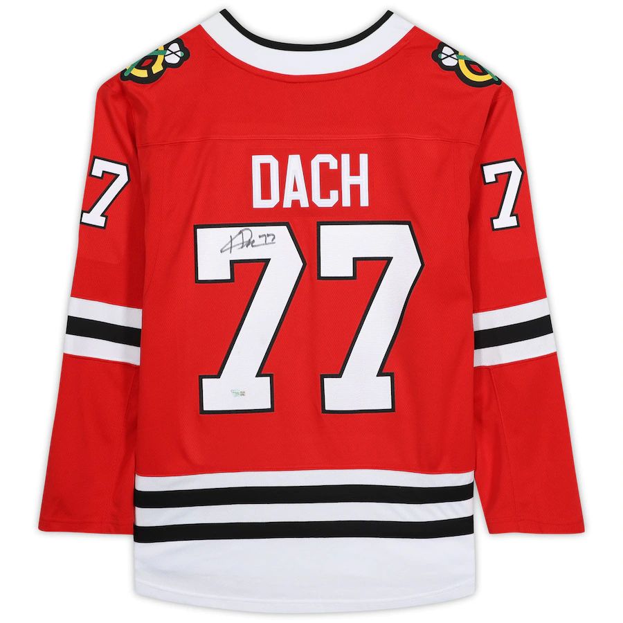 C.Blackhawks #77 Kirby Dach Supporters Authentic Autographed Supporters Breakaway Jersey Red Stitched American Hockey Jerseys
