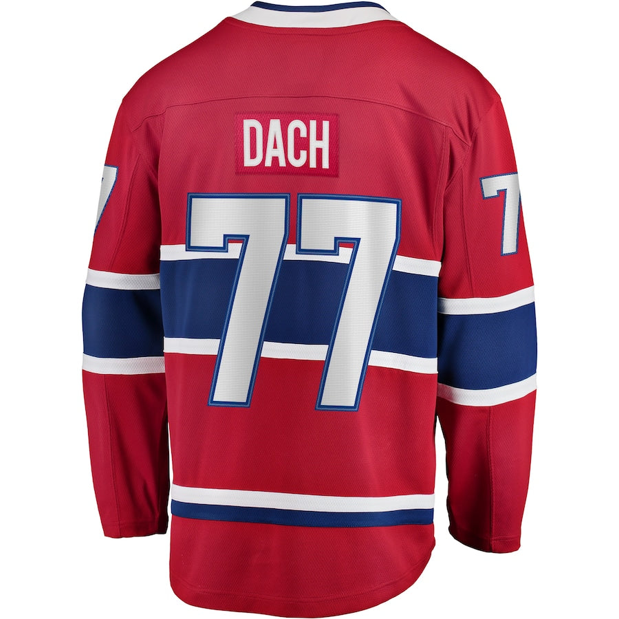 M.Canadiens #77 Kirby Dach Supporters Branded Home Breakaway Player Jersey Red Stitched American Hockey Jerseys