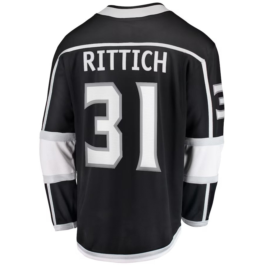 LA.Kings #31 David Rittich Supporters Home Premier Breakaway Player Jersey - Black Stitched American Hockey Jerseys