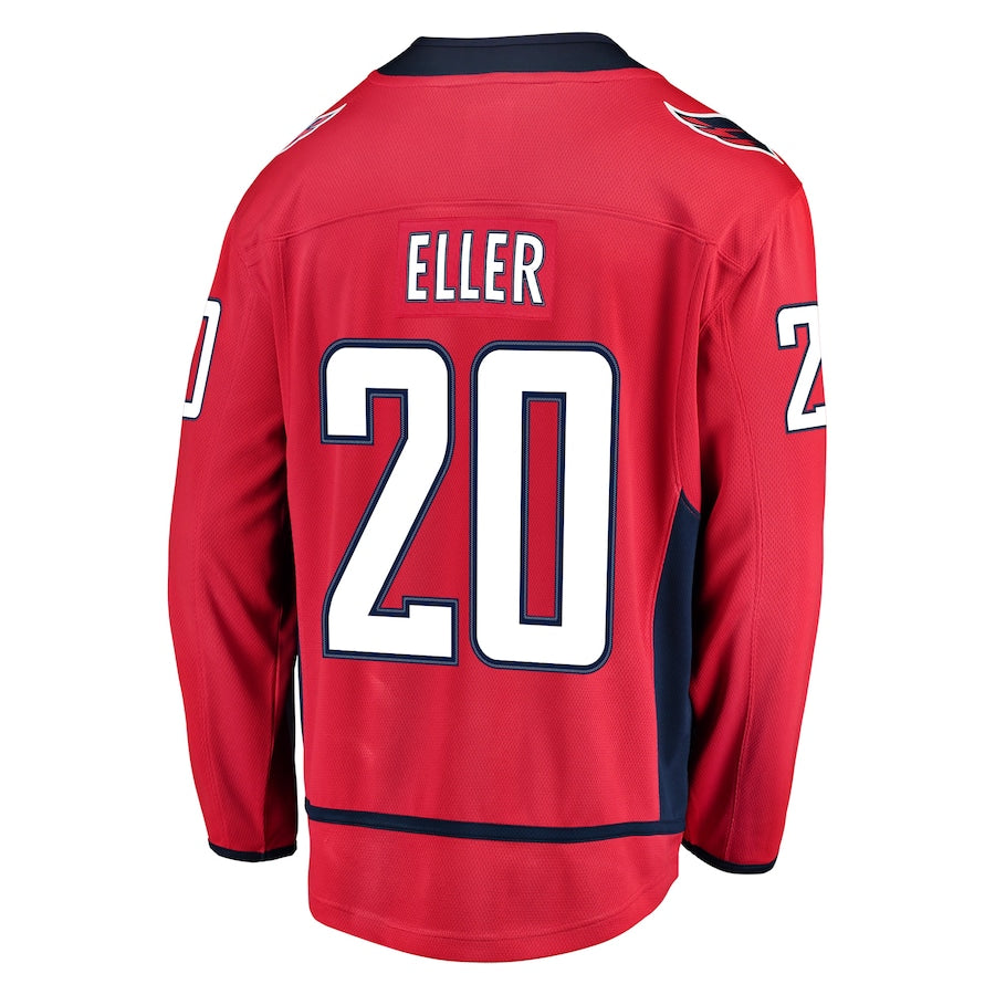 W.Capitals #20 Lars Eller Supporters Branded Home Breakaway Player Jersey  Red Stitched American Hockey Jerseys