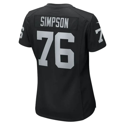 LV. Raiders #76 John Simpson Black Game Jersey Stitched American Football Jerseys