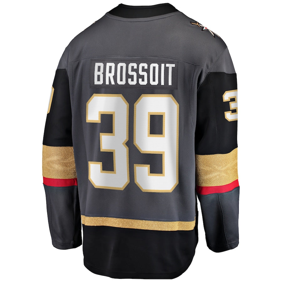 V.Golden Knights #39 Laurent Brossoit Supporters Branded Home Breakaway Player Jersey  Gray Stitched American Hockey Jerseys