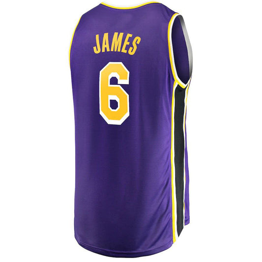 LA.Lakers #6 LeBron James  Fanatics Branded 2021-22 Fast Break Replica Player Jersey Purple Statement Edition Stitched American Basketball Jersey