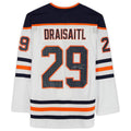 E.Oilers #29 Leon Draisaitl Supporters Authentic Autographed White Stitched American Hockey Jerseys