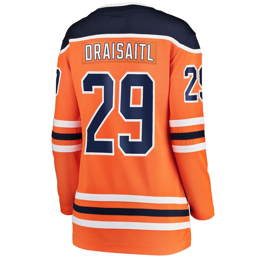 E.Oilers #29 Leon Draisaitl Supporters Branded Home Breakaway Player Jersey Orange Stitched American Hockey Jerseys