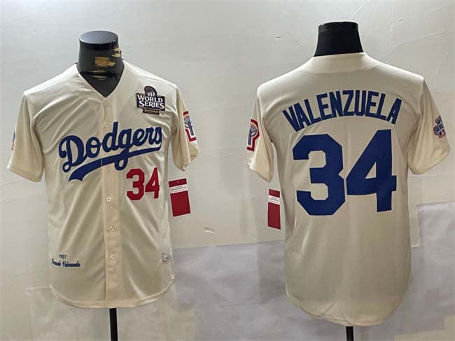Los Angeles Dodgers #34 Toro Valenzuela Cream 1981 Cooperstown Stitched Baseball Jersey