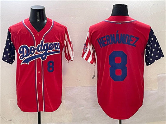 Los Angeles Dodgers #8 Enrique Hernandez Red Limited Stitched Baseball Jersey