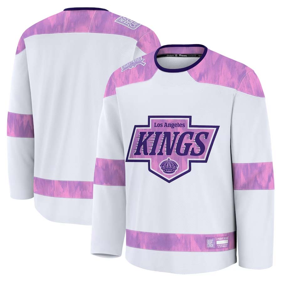 L.Angeles Kings Supporters 2024 Hockey Fights Cancer Practice Jersey - White Stitched American Hockey Jerseys