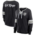 LA.Kings Supporters Branded Effervescent Exclusive Lace-Up Long Sleeve T-Shirt Black Stitched American Hockey Jerseys