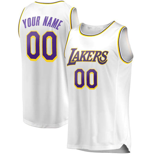 Custom LA.Lakers Fanatics Branded 2018-19 Fast Break Replica Jersey White Association Edition Stitched Basketball Jersey