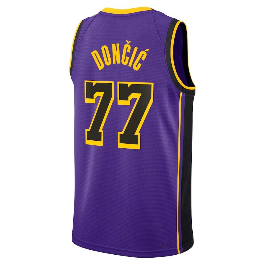 LA.Lakers #77 Luka Don?i? Statement Edition Swingman Jersey - Purple Stitched American Basketball Jersey