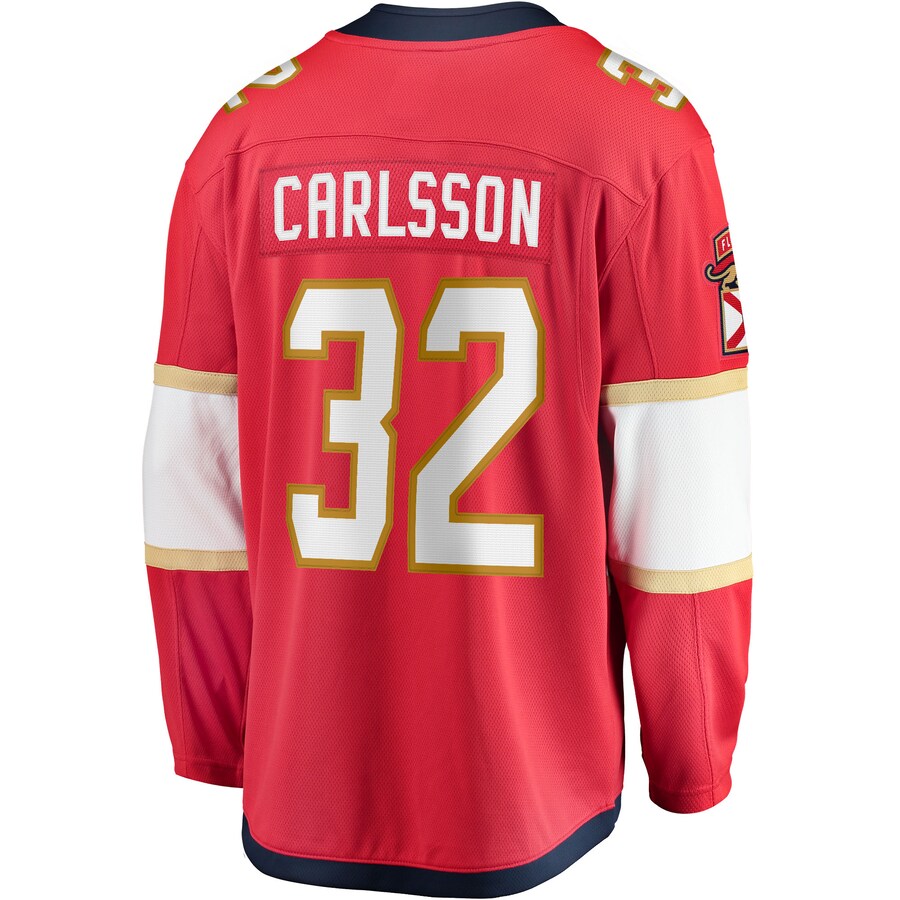 F.Panthers #32 Lucas Carlsson Supporters Branded Home Breakaway Player Jersey Red Stitched American Hockey Jerseys