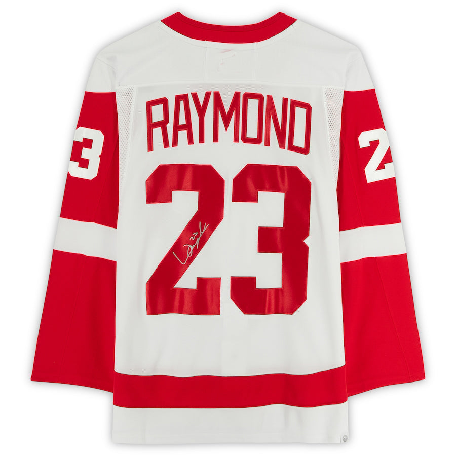 D.Red Wings #23 Lucas Raymond  Supporters Authentic Autographed Jersey White Stitched American Hockey Jerseys
