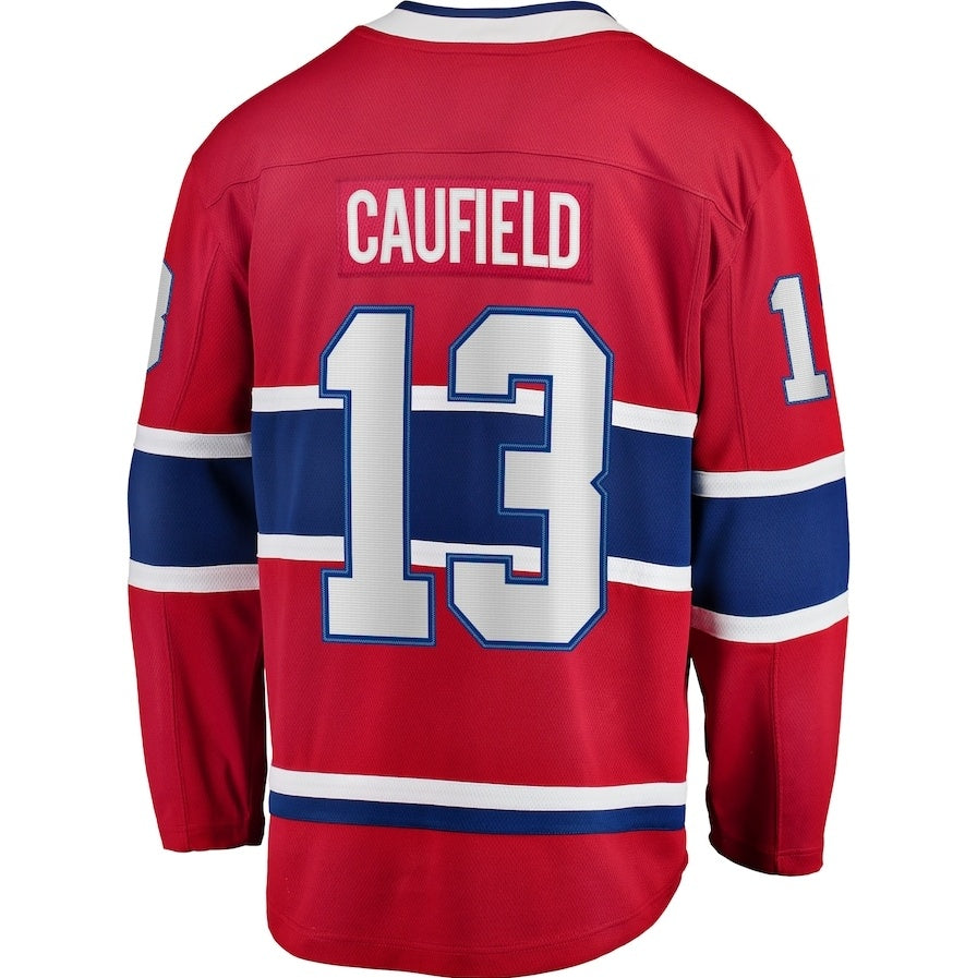 M.Canadiens #13 Cole Caufield Supporters Home Premier Breakaway Player Jersey - Red Stitched American Hockey Jerseys