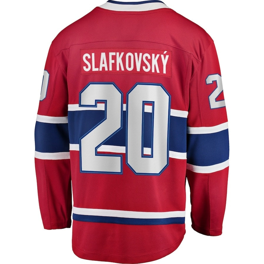 M.Canadiens #20 Juraj Slafkovsky Supporters Home Premier Breakaway Player Jersey - Red Stitched American Hockey Jerseys