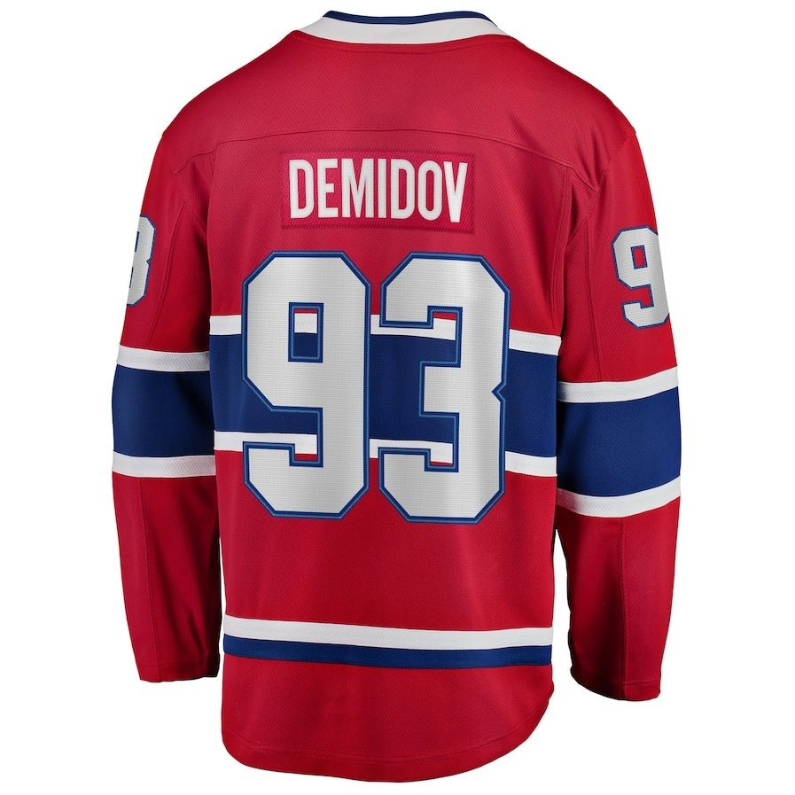 M.Canadiens #93 Ivan Demidov Supporters Home Breakaway Jersey - Red Stitched American Hockey Jerseys