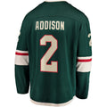 M.Wild #2 Calen Addison Supporters Home Breakaway Player Jersey - Green Stitched American Hockey Jerseys
