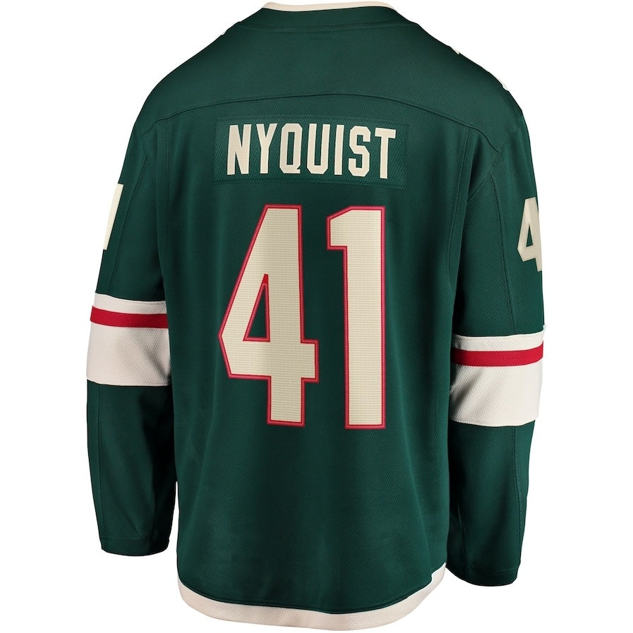 M.Wild #41 Gustav Nyquist Supporters Home Breakaway Jersey - Green Stitched American Hockey Jerseys
