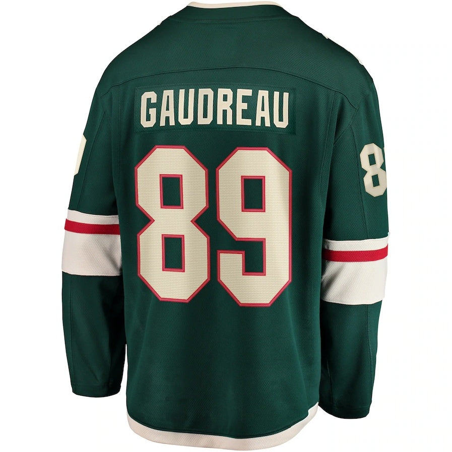 M.Wild #89 Frederick Gaudreau Supporters Home Breakaway Player Jersey - Green Stitched American Hockey Jerseys