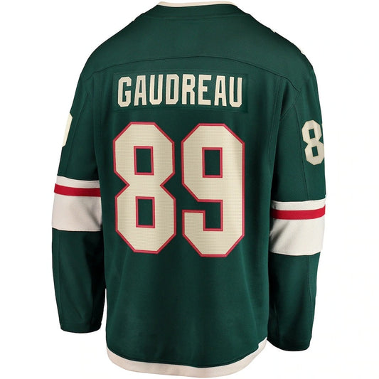 M.Wild #89 Frederick Gaudreau Fanatics Home Breakaway Player Jersey - Green Stitched American Hockey Jerseys