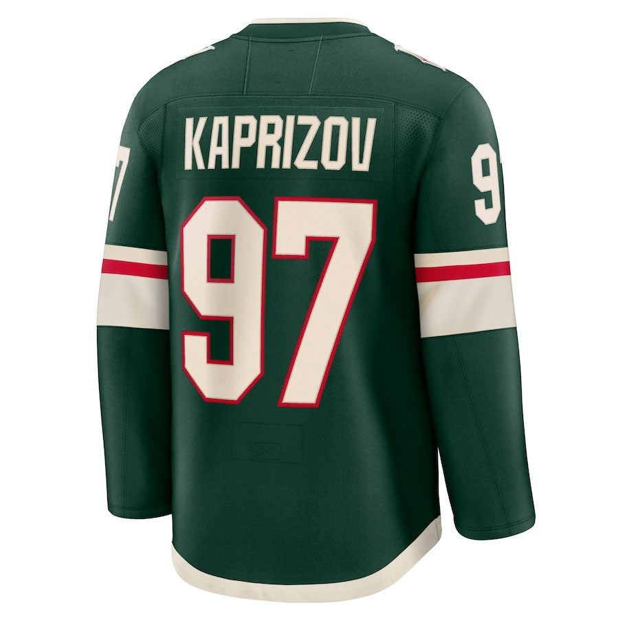 M.Wild #97 Kirill Kaprizov Supporters Home Premium Jersey - Green Stitched American Hockey Jerseys