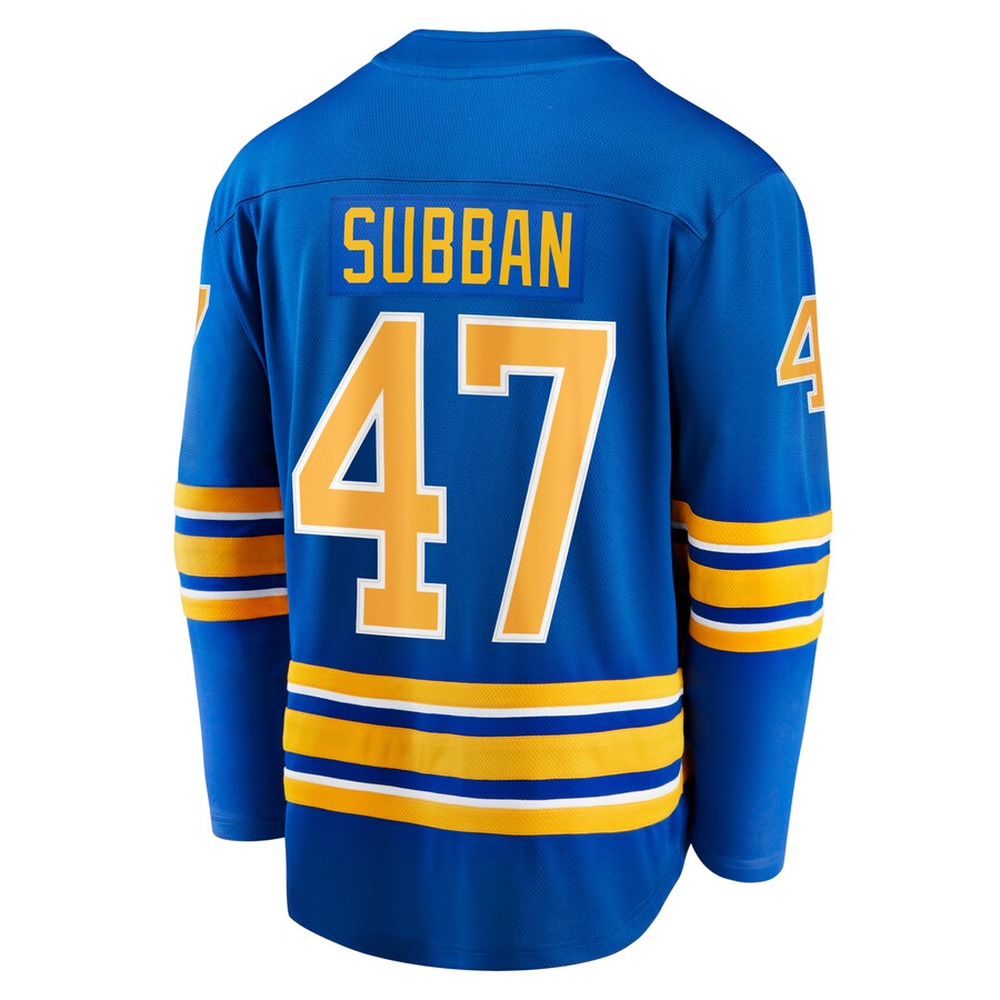 B.Sabres #47 Malcolm Subban Supporters Branded Home Breakaway Player Jersey Royal Stitched American Hockey Jerseys