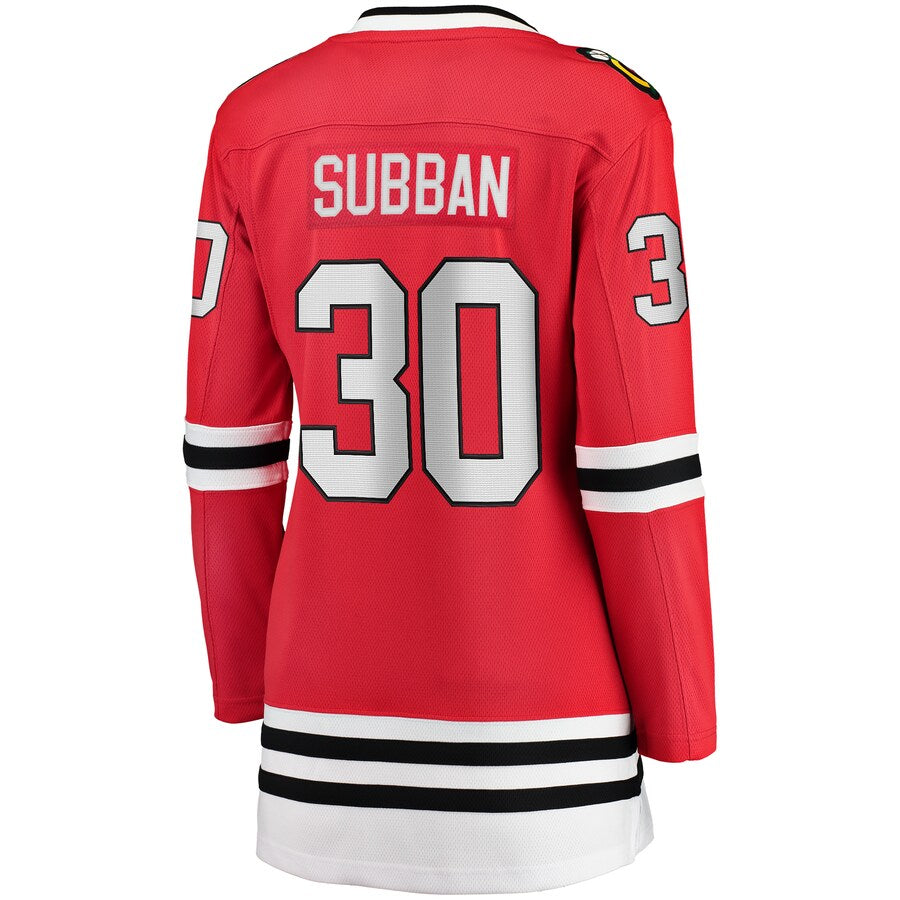 C.Blackhawks #30 Malcolm Subban Supporters Branded Breakaway Home Player Jersey Red Stitched American Hockey Jerseys