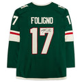 M.Wild #17 Marcus Foligno Supporters Authentic Autographed Jersey Green Stitched American Hockey Jerseys