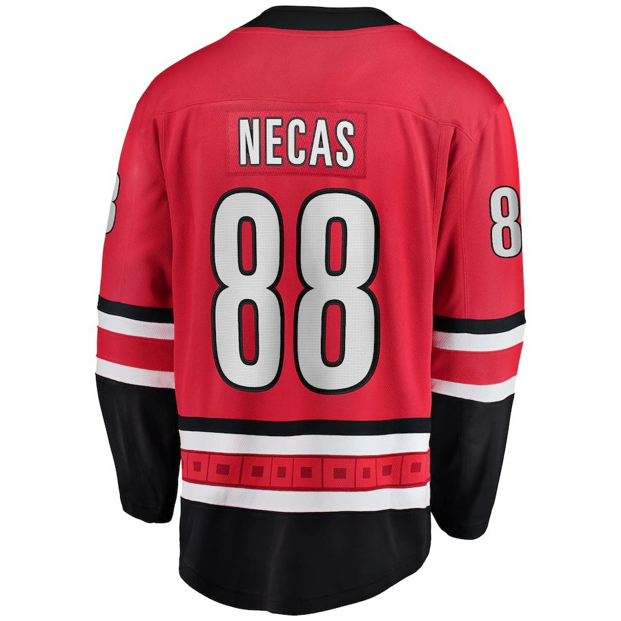 C.Hurricanes #88 Martin Necas Supporters Branded Home Breakaway Player Jersey Red Stitched American Hockey Jerseys