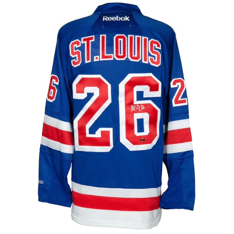 NY.Rangers #26 Martin St. Louis Supporters Authentic Autographed Reebok Blue Stitched American Hockey Jerseys