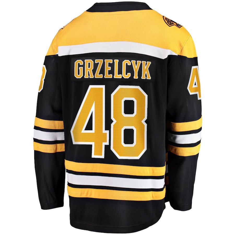 B.Bruins #48 Matt Grzelcyk Supporters Branded Team Home Breakaway Player Jersey Black Stitched American Hockey Jerseys