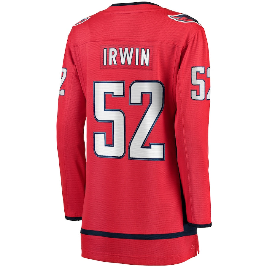 W.Capitals #52 Matt Irwin Supporters Branded Home Breakaway Player Jersey Red Stitched American Hockey Jerseys