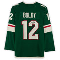 M.Wild #12 Matthew Boldy Supporters Authentic Autographed Jersey Green Stitched American Hockey Jerseys