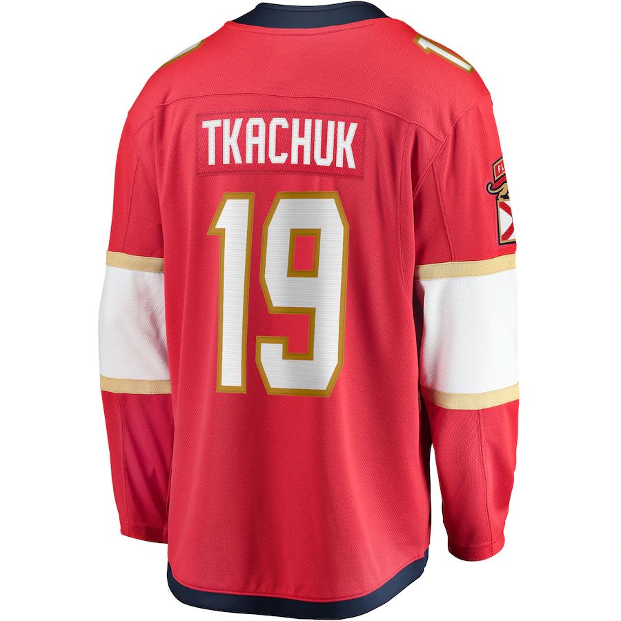 F.Panthers #19 Matthew Tkachuk Supporters Branded Home Breakaway Player Jersey Red Stitched American Hockey Jerseys